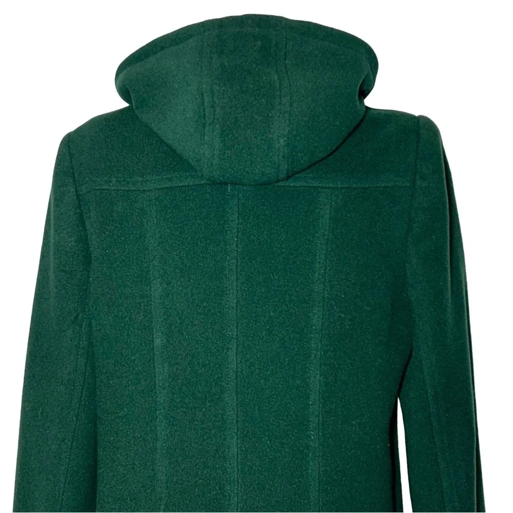 Preston & York Wool Coat in Rich Green with Pockets, Full Zip, & Hood, Small - Picture 11 of 15
